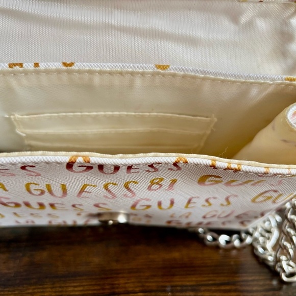 GUESS| Jozy White & Gold Monogram Women's Crossbody Chain Purse Bag Handle - Picture 5 of 7